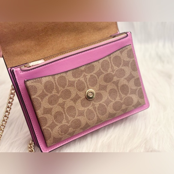 Coach Klare Crossbody Bag In Signature Canvas Color: Im/Tan/Fuschia - Picture 7 of 13